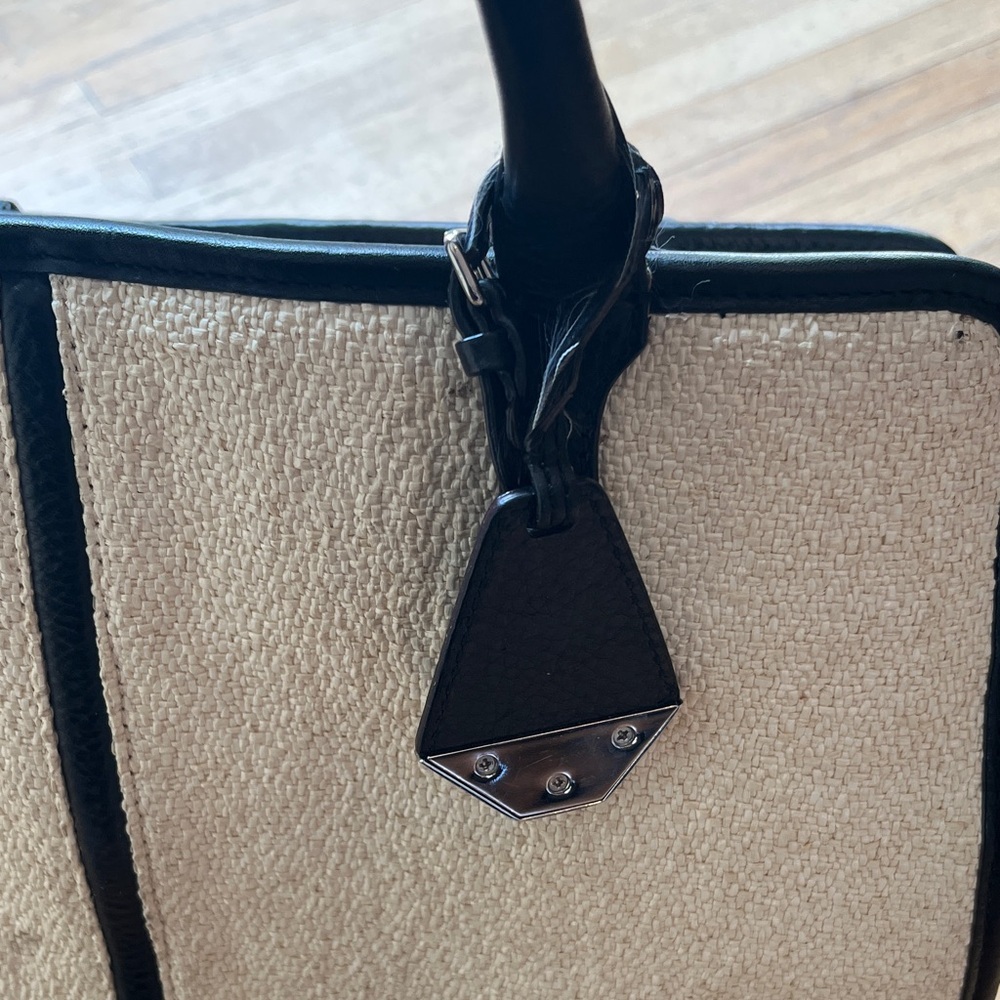 Rebecca Minkoff Chic Black and Cream Rattan Women's Tote Bag - Picture 8 of 10